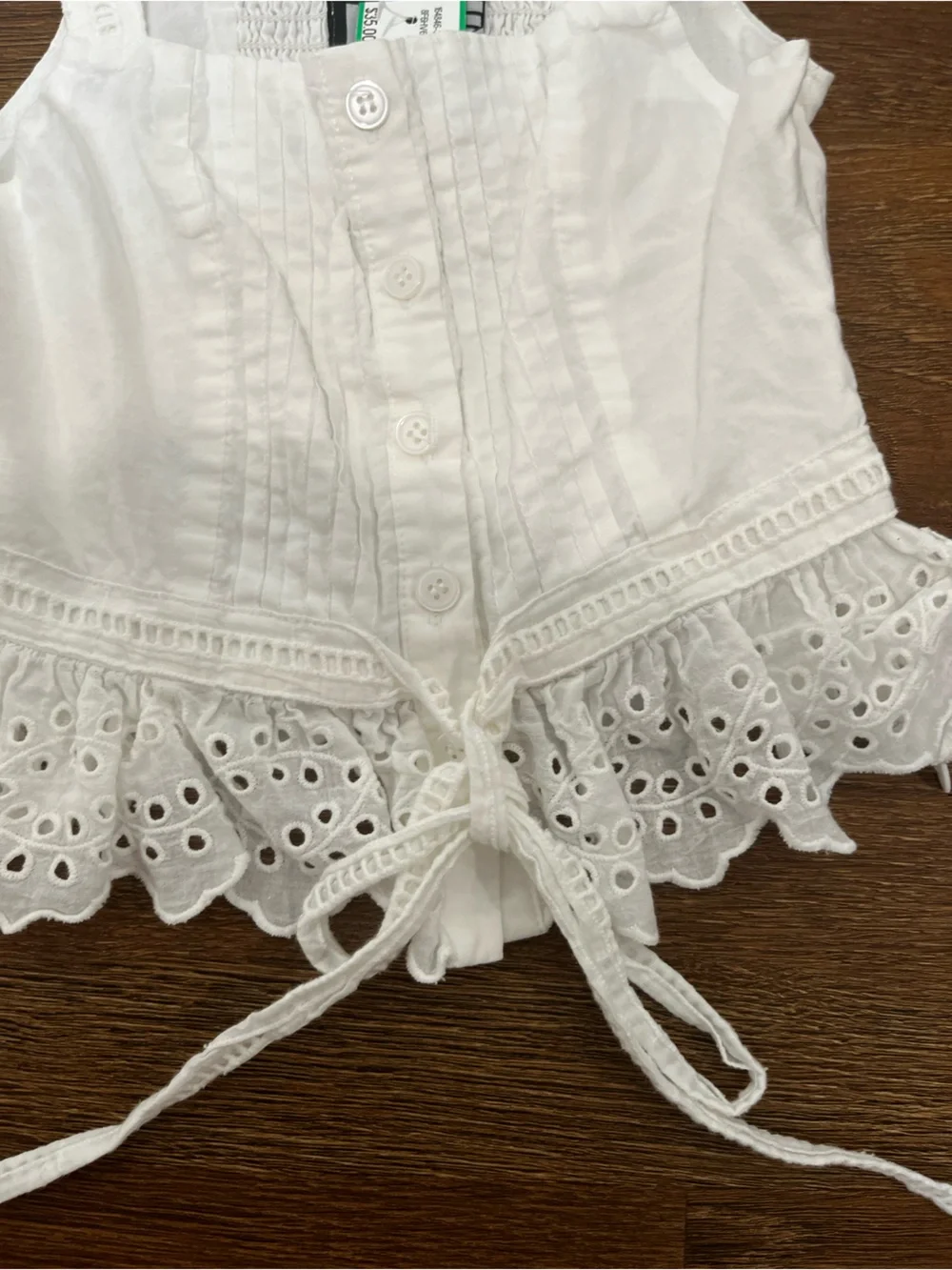 Katiej NYC White Eyelet Tank Crop Girl Top Size Small